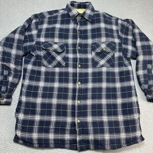 Vintage Canyon Guide Outfitters Shacket Men's Large Blue Plaid Sherpa Lined Snap